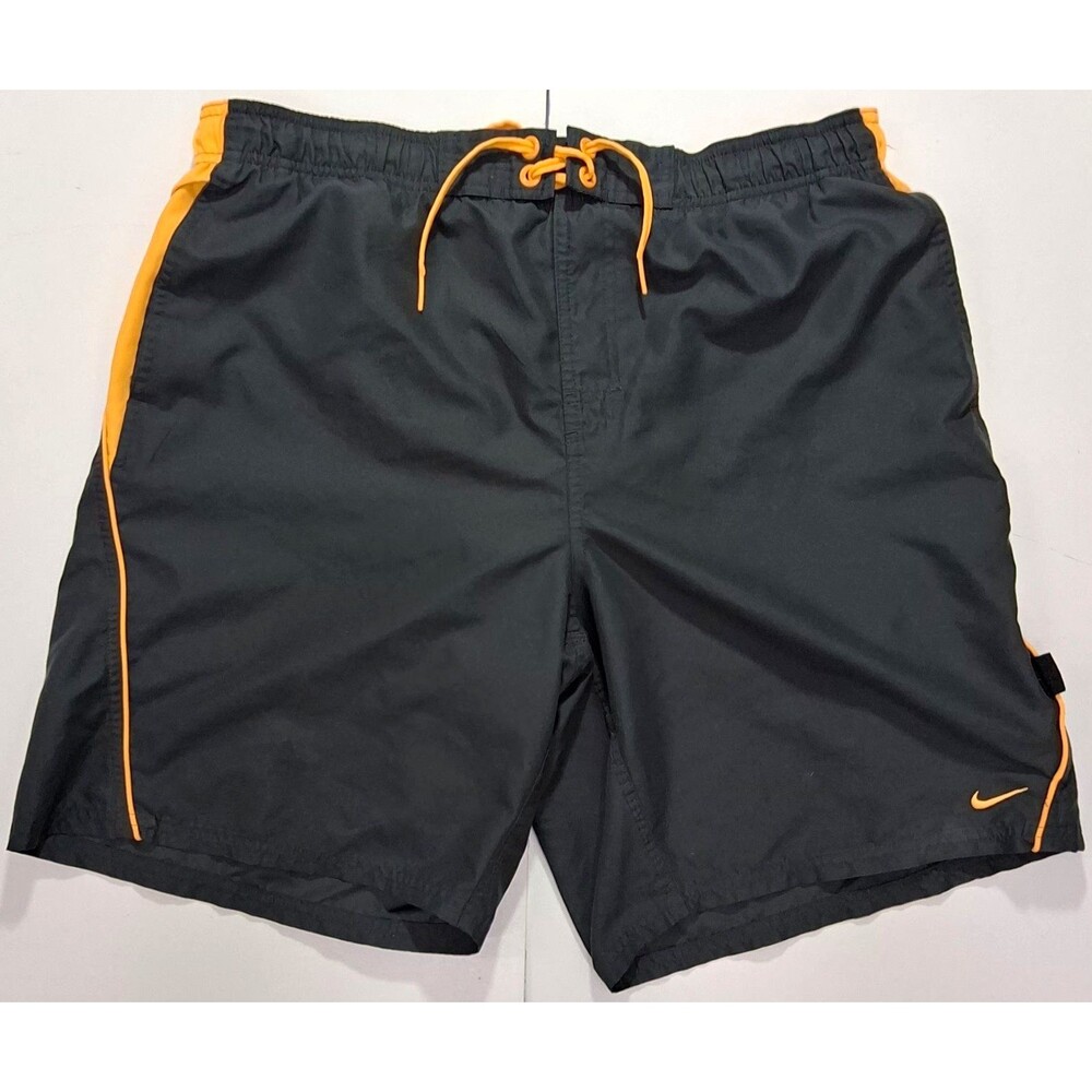 Nike Men's Volley Swim Trunks Shorts Size L Black Orange Athletic Board Shorts